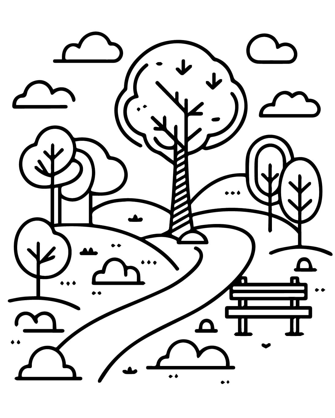 Simple Park Coloring Page Download Print Or Color Online For Free