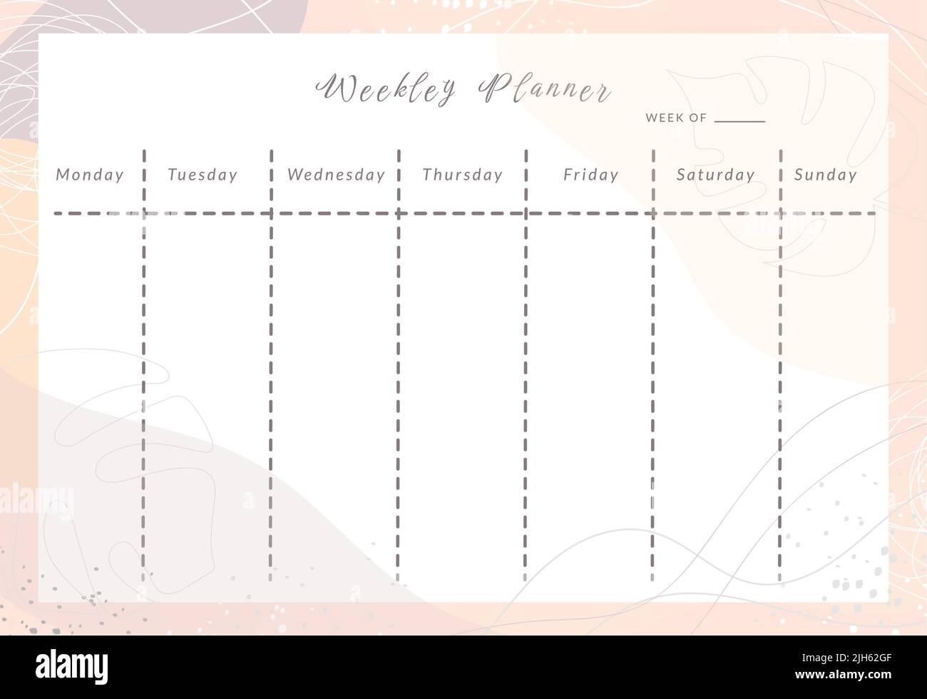 Simple Printable Weekly Planner Template In Vector Daily Schedul Week Calendar In Minimalistic Style Stock Vector Image Art Alamy