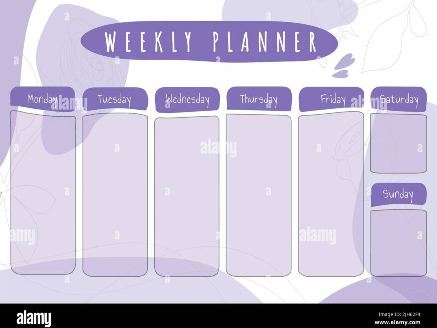 Simple Printable Weekly Planner Template In Vector Daily Schedul Week Calendar In Minimalistic Style Stock Vector Image Art Alamy
