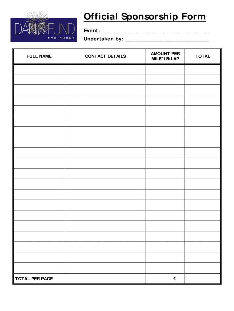 Sponsor Forms Template Fill Online Printable Fillable Blank PdfFiller