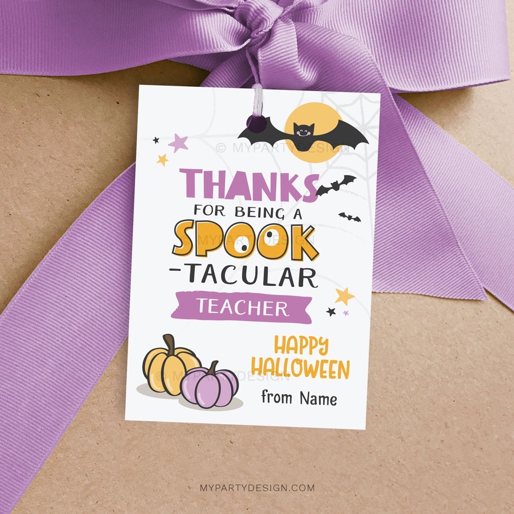 Spooktacular Teacher Halloween Tags Printable PDF My Party Design