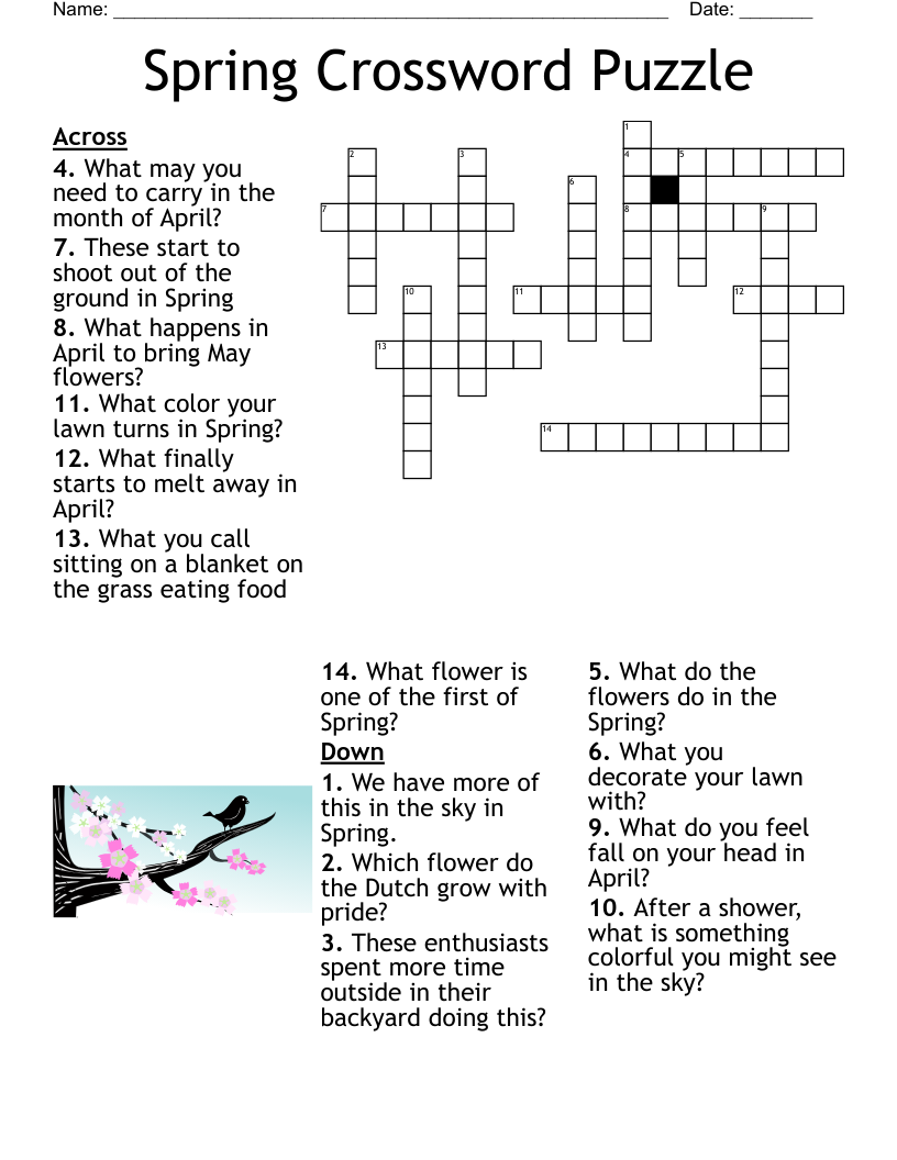 Free Printable Spring Crossword Puzzles