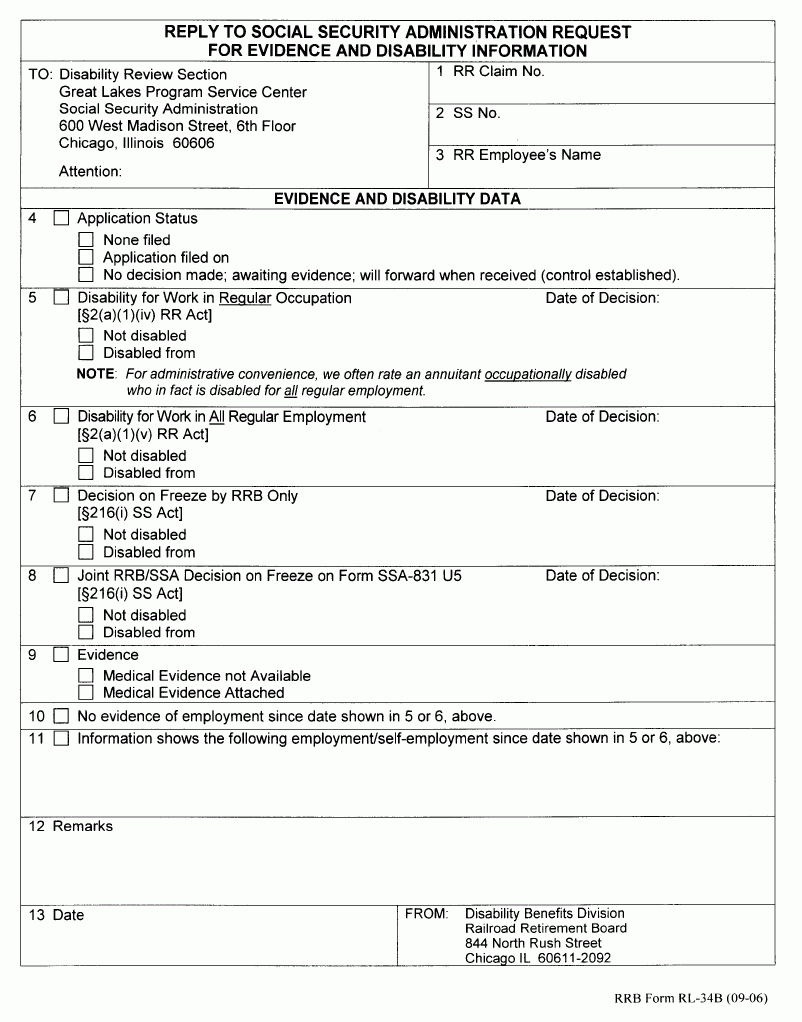 Social Security Disability Printable Application Form