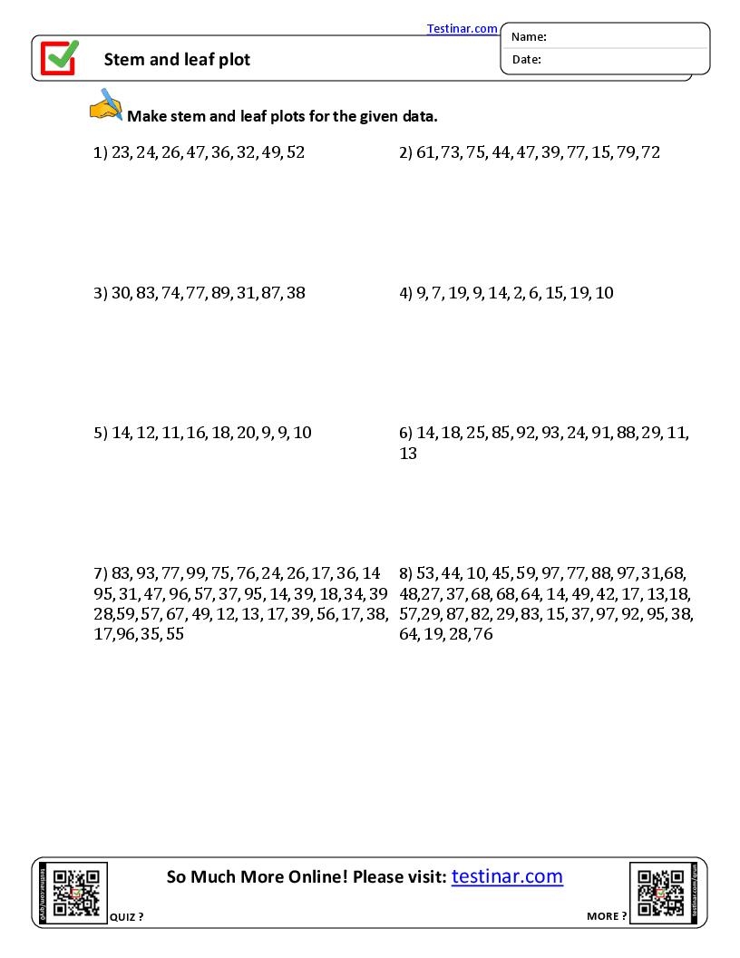 Stem And Leaf Plot Worksheets