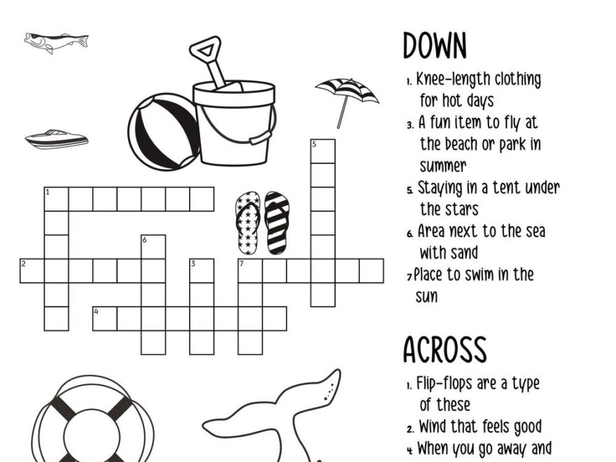 Summer themed Crossword Puzzles Beeloo Printable Crafts And Activities For Kids