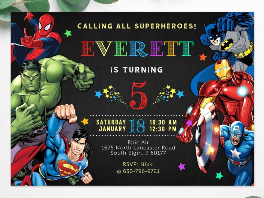 Superhero Birthday Party Invitation Edit Yourself Online Now