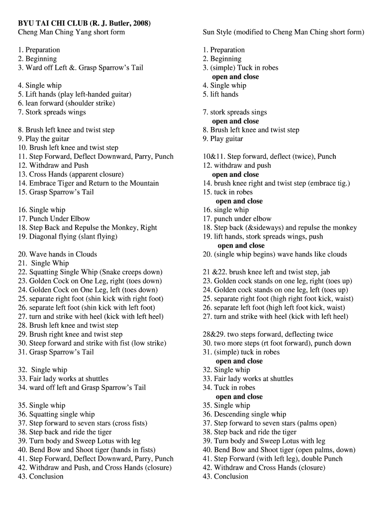 Tai Chi 37 Form Yang Style Pdf Fill Online Printable Fillable Blank PdfFiller Tai Chi 37 Form Yang Style Pdf Fill Online Printable Fillable Blank PdfFiller