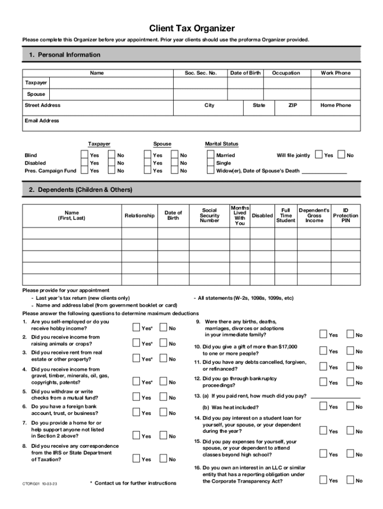 Tax Organizer Template Excel Fill Out Sign Online DocHub