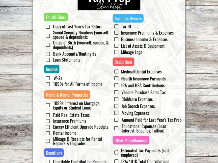 Tax Prep Checklist Tracker Printable Tax Prep 2023 Tax Checklist Tax List Tax Tracker Etsy