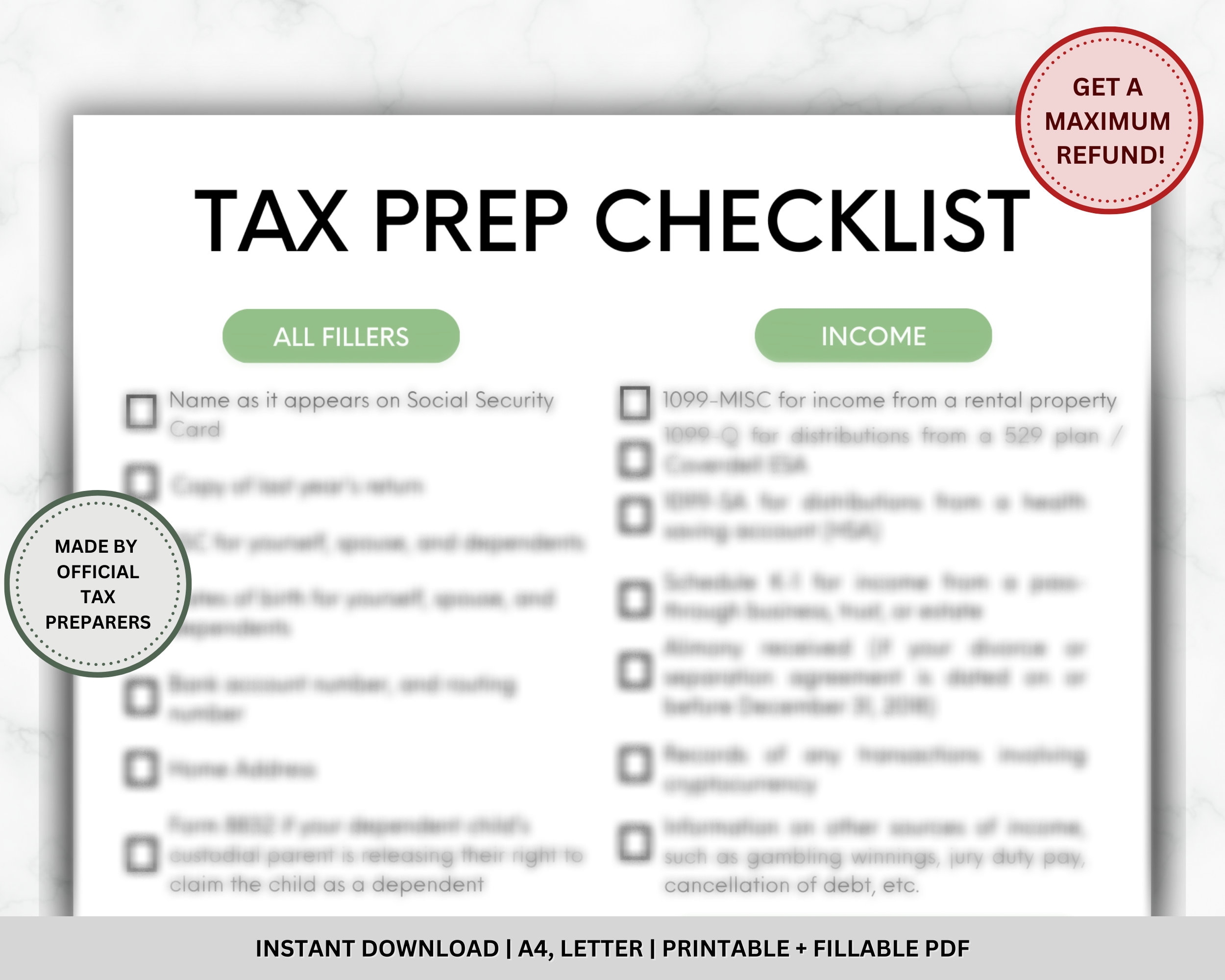 Tax Prep Checklist Tracker Printable Tax Prep Tax Checklist Tax List Tax Tracker Tax Checklist Income Tax Checklist Personal Tax Etsy Israel