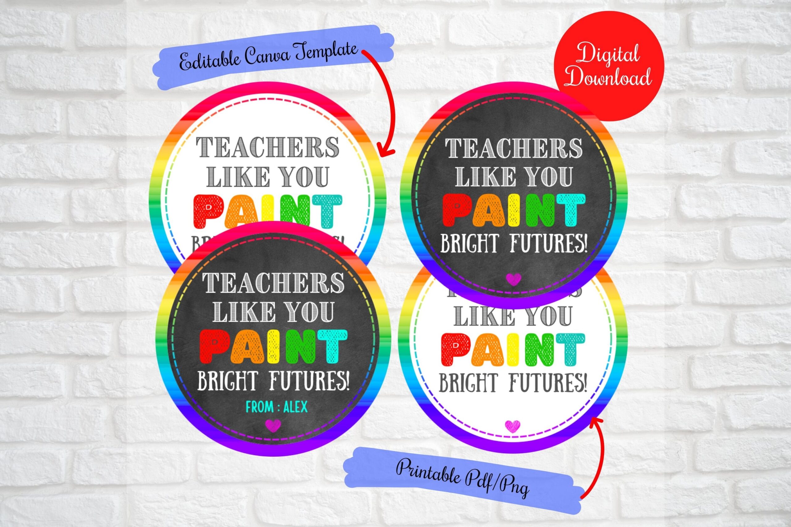 Teachers Like You Paint Bright Futures Teacher Editable Gift Tags PTO PTA Staff Appreciation end Of Year Gift Nail Polish Paint Gift Tags Etsy