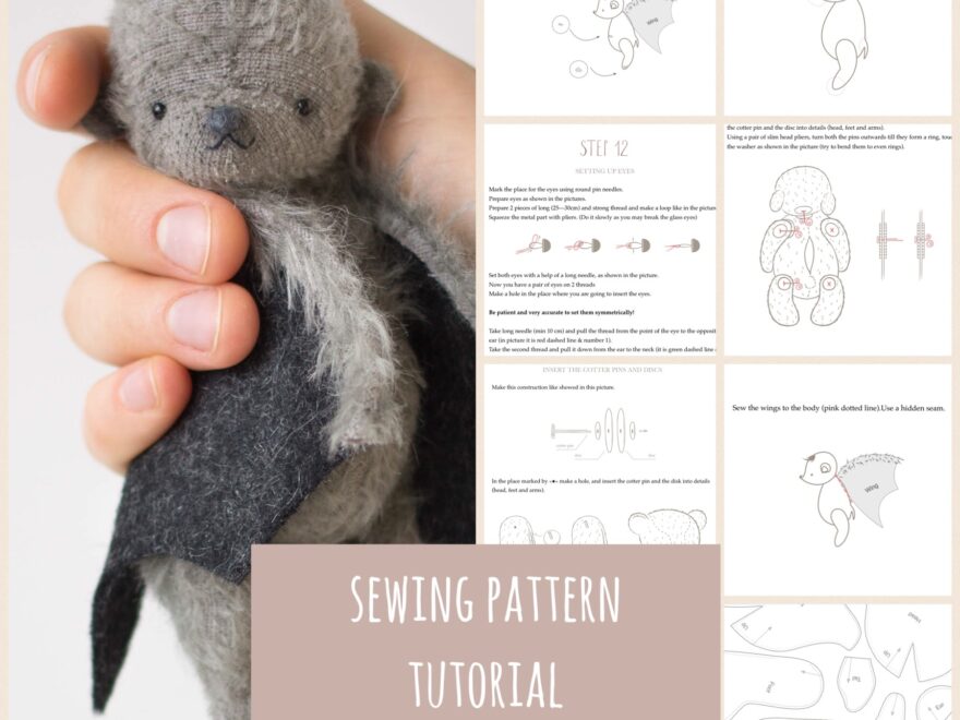 Teddy Bat Sewing Pattern Pdf And Tutorial For Artist