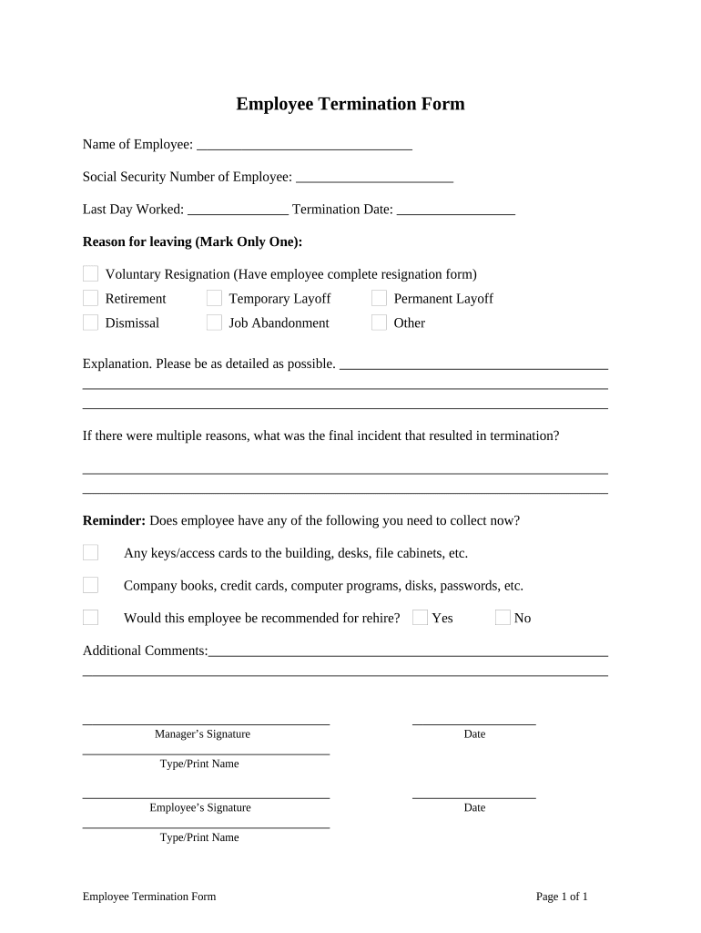 Termination Form Pre built Template AirSlate SignNow