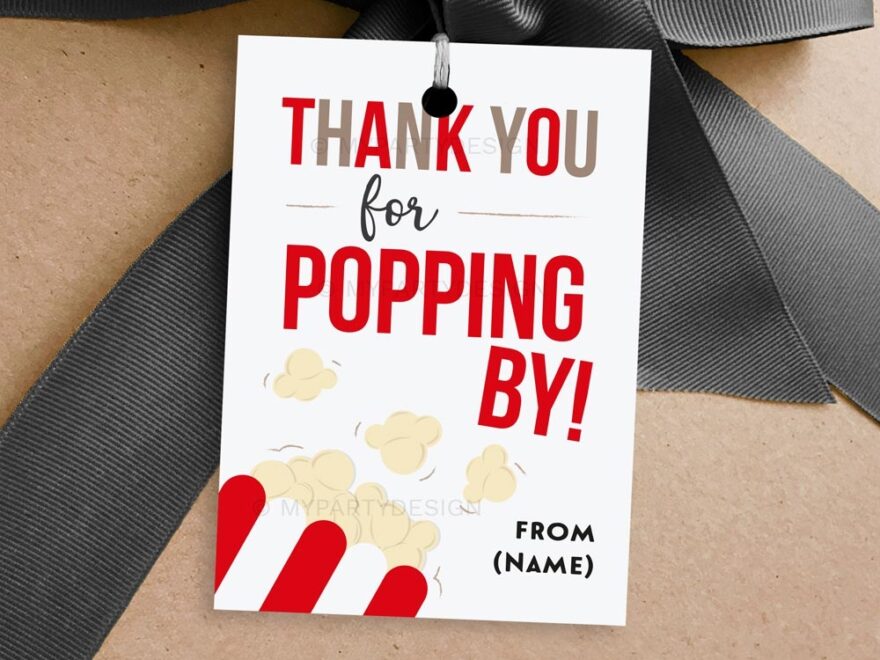 Thank You For Popping By Popcorn Tag Printable PDF My Party Design