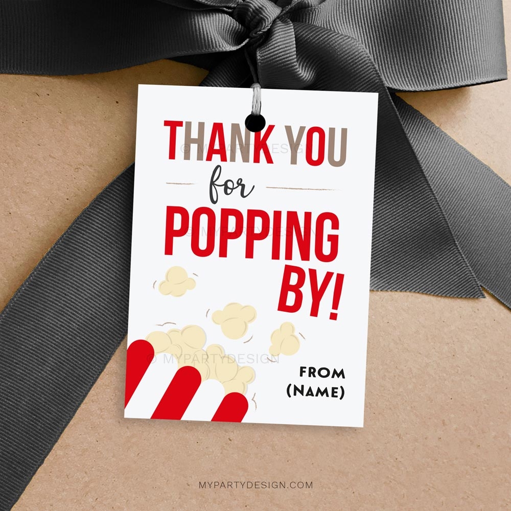 Thank You For Popping By Popcorn Tag Printable PDF My Party Design