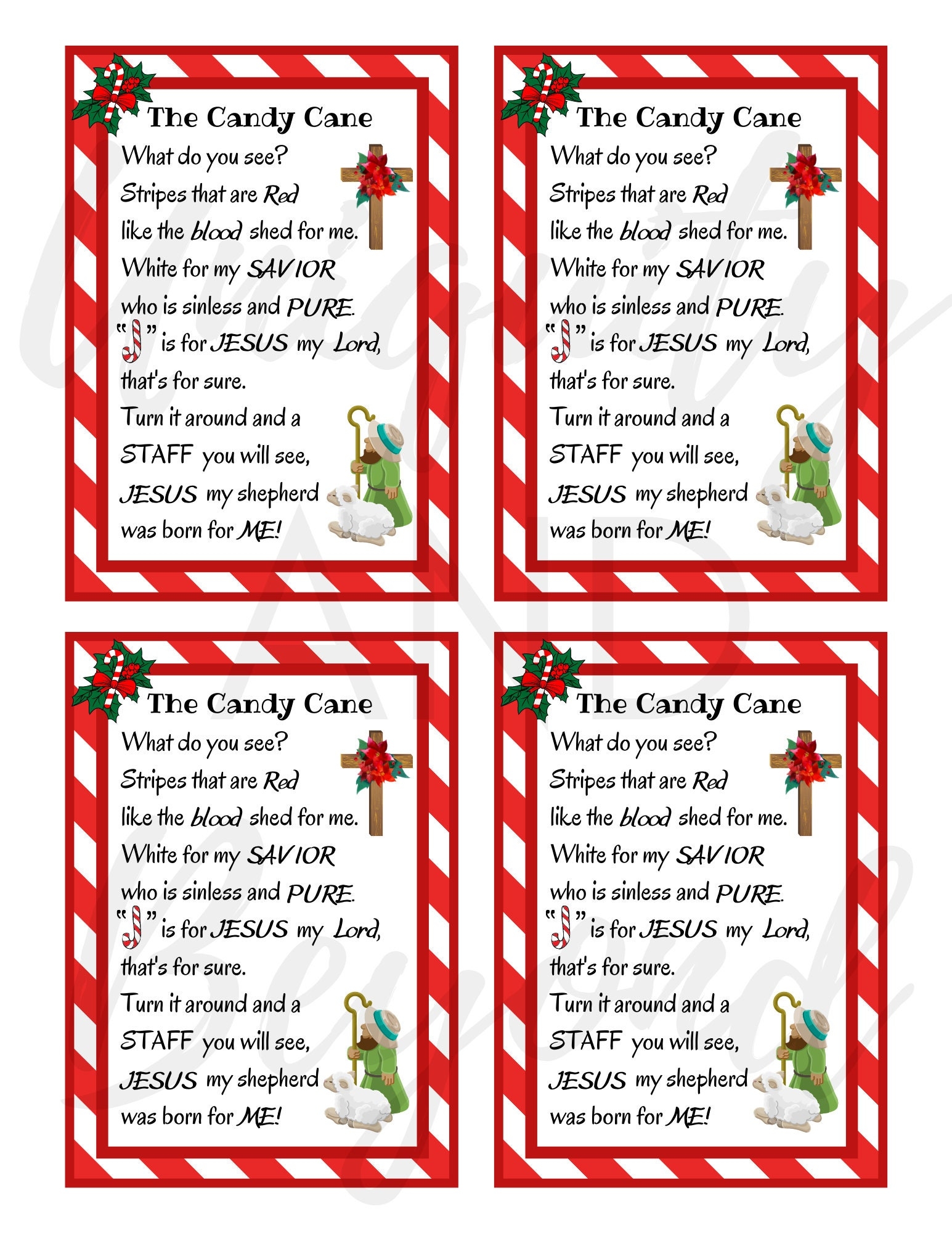 Candy Cane Poem Free Printable