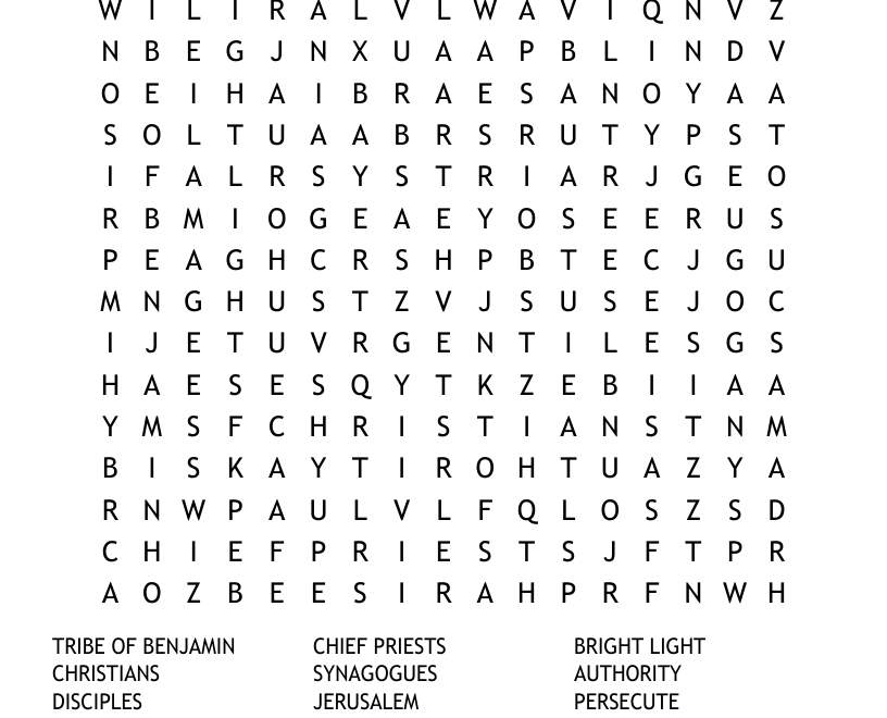 The Conversion Of Paul Word Search WordMint