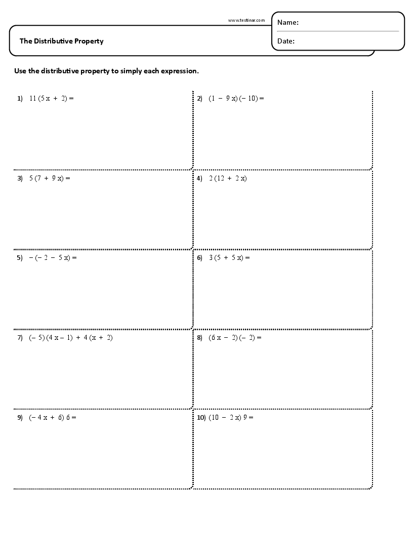 The Distributive Property Worksheets The Distributive Property Worksheets