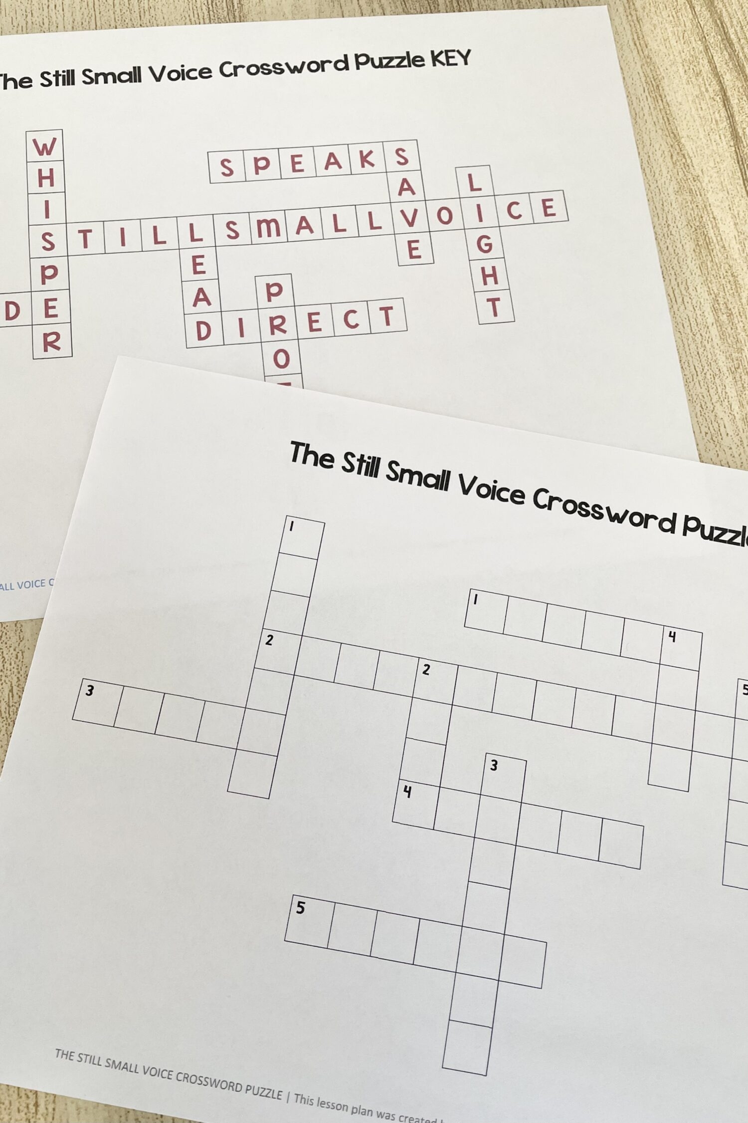The Still Small Voice Crossword Puzzle Primary Singing