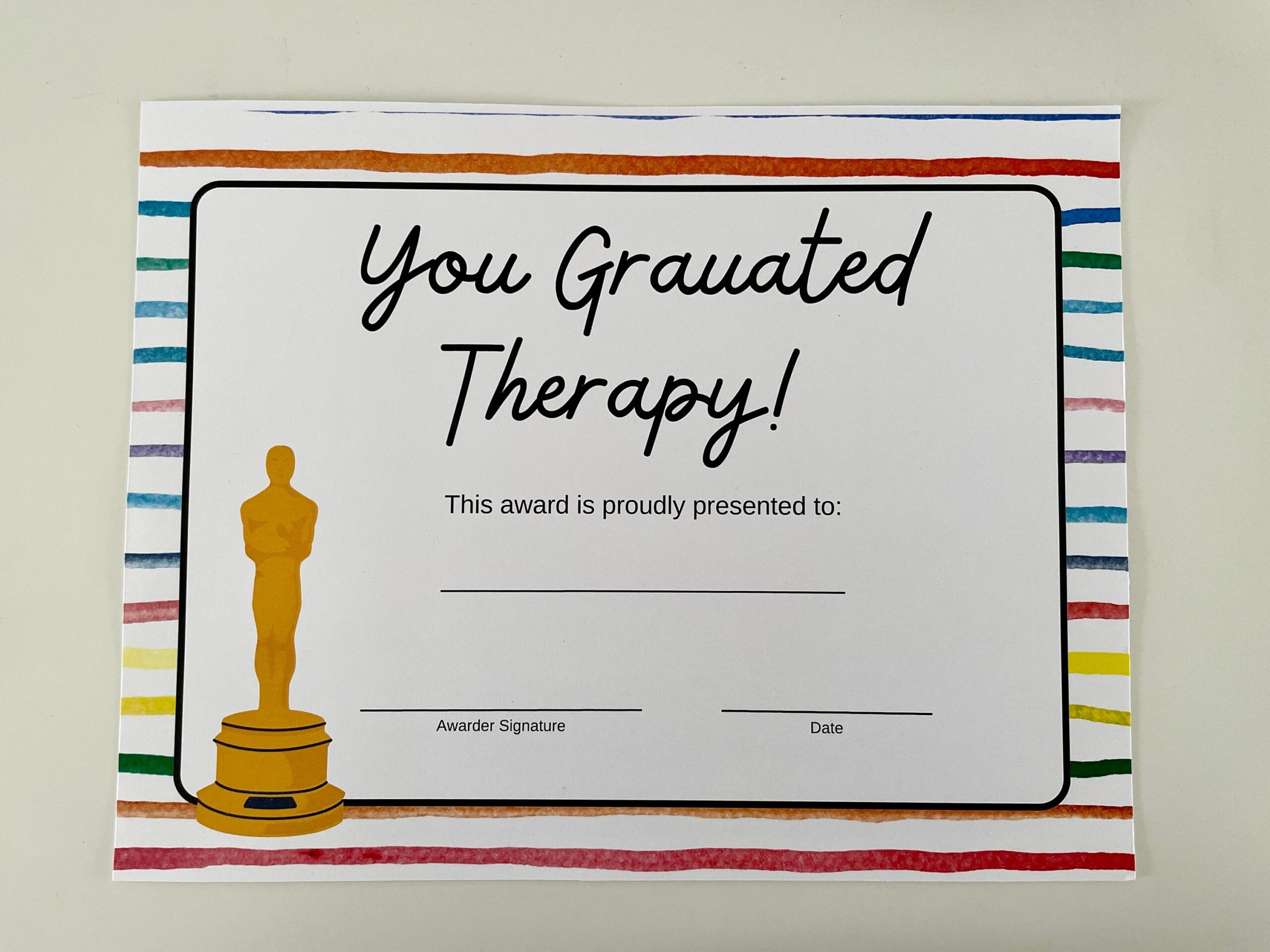Therapy Graduate Certificate Printable Mental Health Counseling Diploma Template Everyday Celebration Etsy