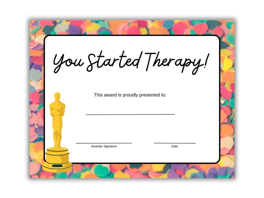 Therapy Student Certificate Printable Mental Health Counseling Diploma Template Everyday Celebration Etsy
