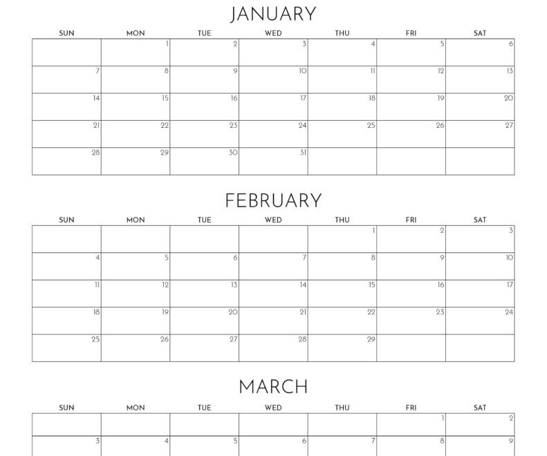 Three Month Quarterly Calendars 36 FREE Calendars Printabulls