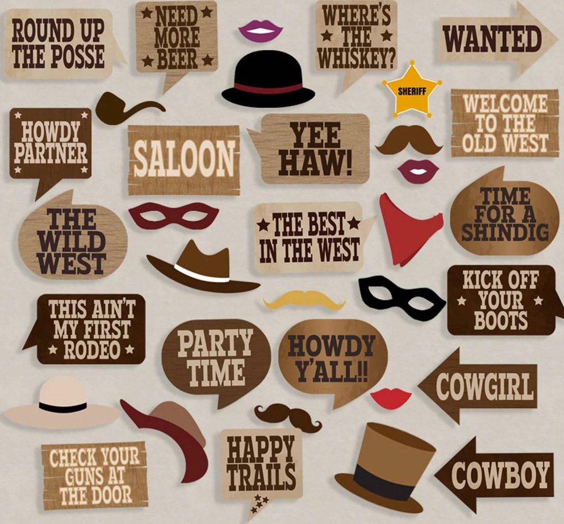 Cowboy Photo Booth Props Free Printables