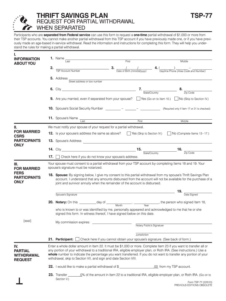 Tsp Form 77 2010 Fill Out Sign Online DocHub