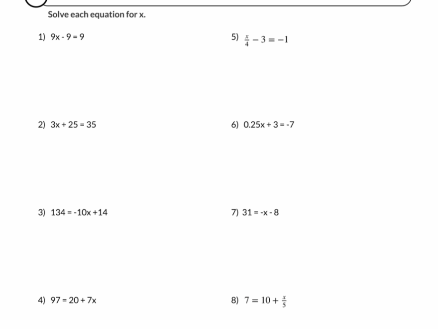 Two Step Equations Worksheet Examples And Practice
