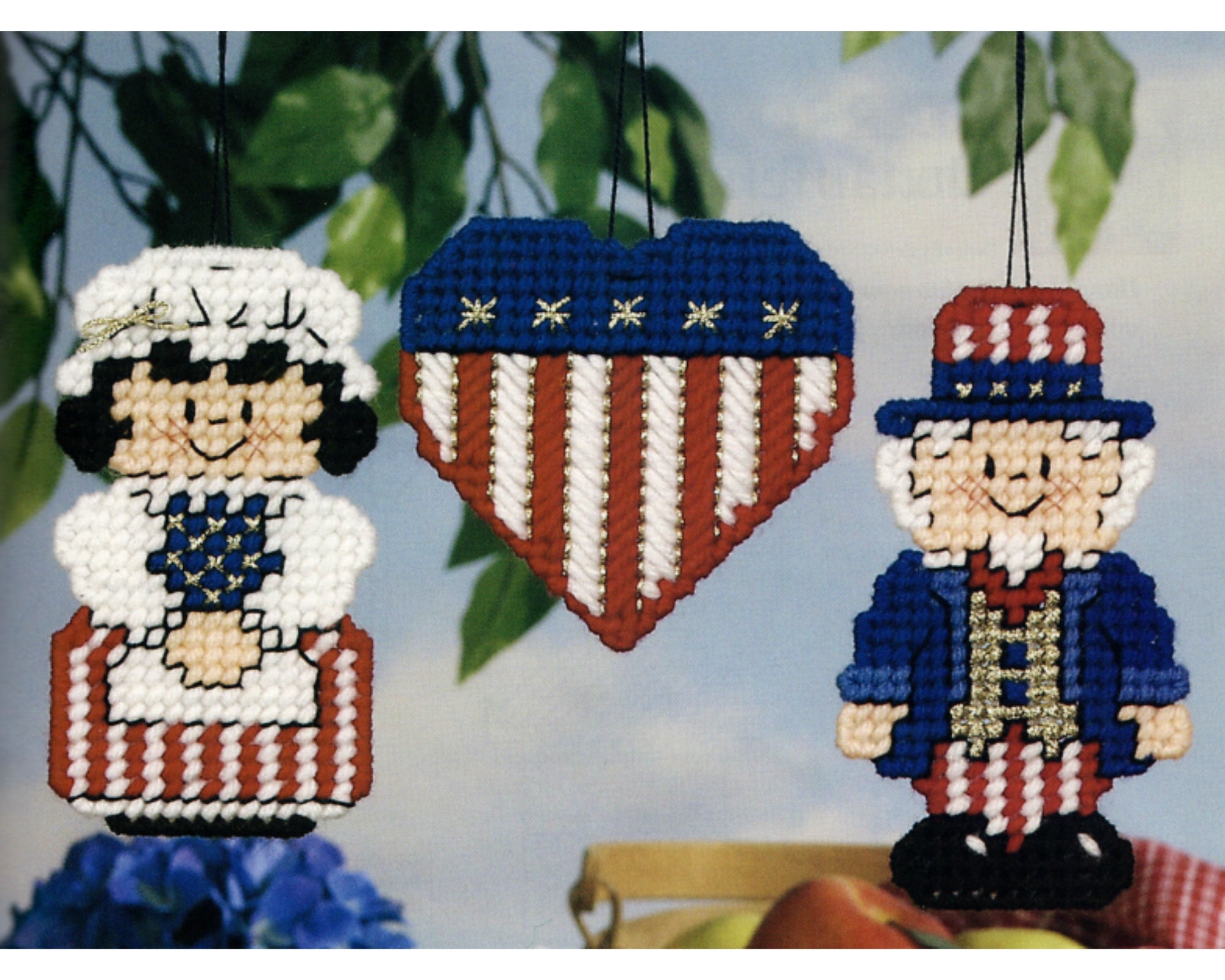Uncle Sam Betsy Ross Plastic Canvas Pattern 4th Of July Red White Blue Etsy
