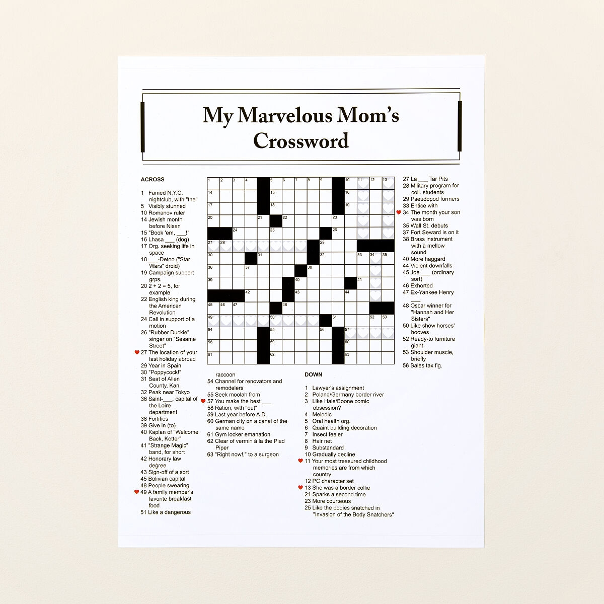Uncommon Goods Personalized Crossword Print Crosswords