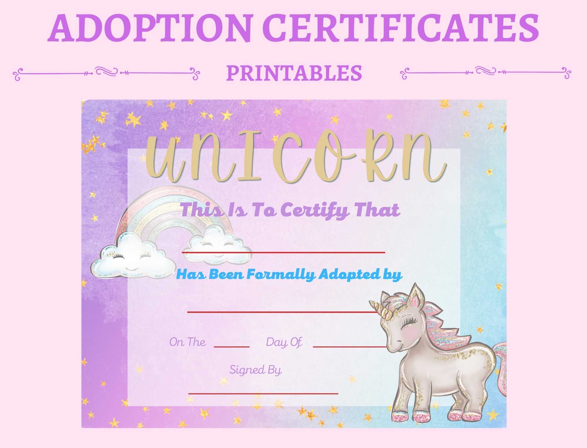 Unicorn Adoption Certificate Adopt A Unicorn Instant Download Printable Print Your Own Gift Certifcate Gift Parties Party Events Etsy Unicorn Adoption Certificate Adopt A Unicorn Instant Download Printable Print Your Own Gift Certifcate Gift Parties Party Events Etsy