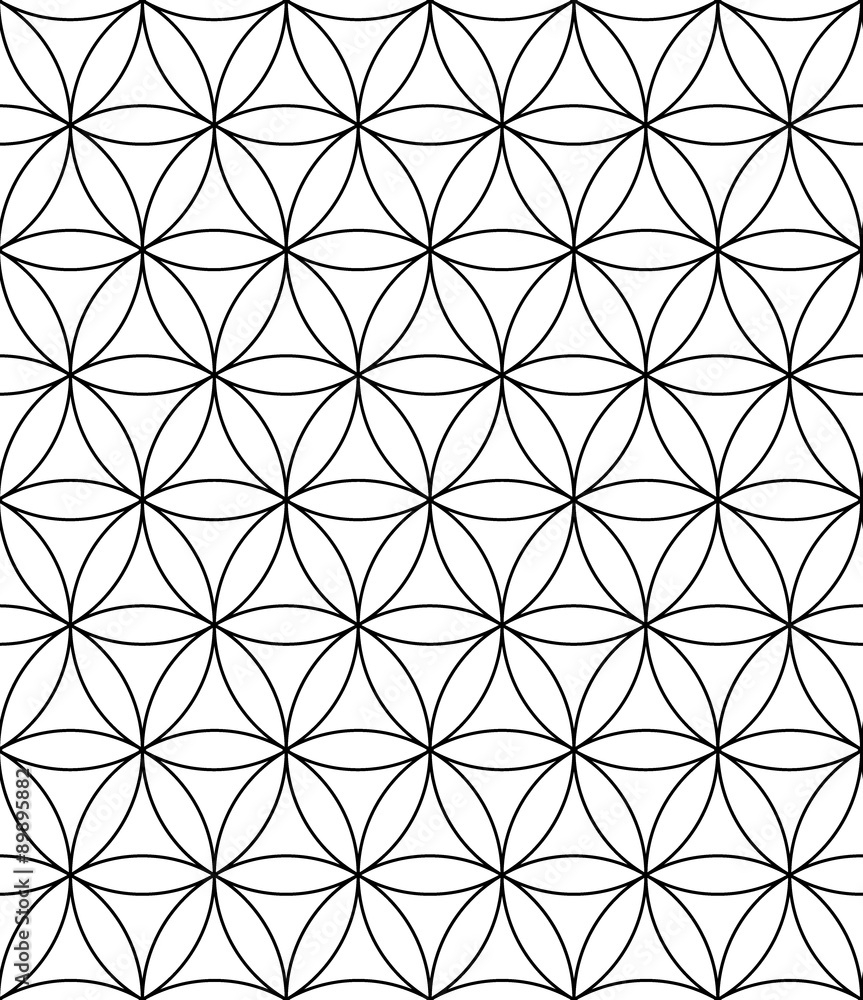 Vector Modern Seamless Pattern Flower Of Life black And White Textile Print Abstract Texture Monochrome Fashion Sacred Geometry Design Stock Vector Adobe Stock