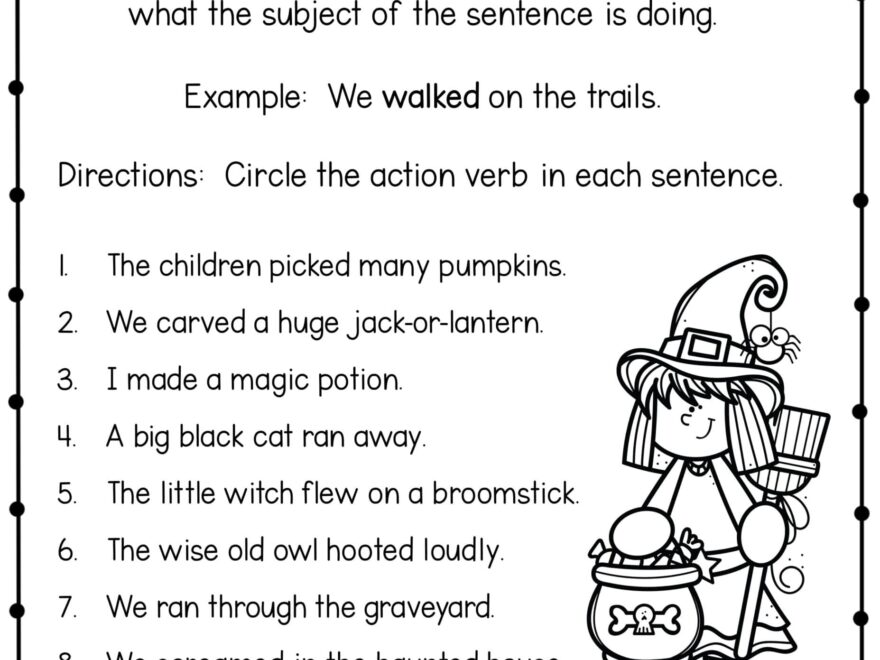 Verbs Worksheet Using Halloween Sentences Second Grade Teaching Blog