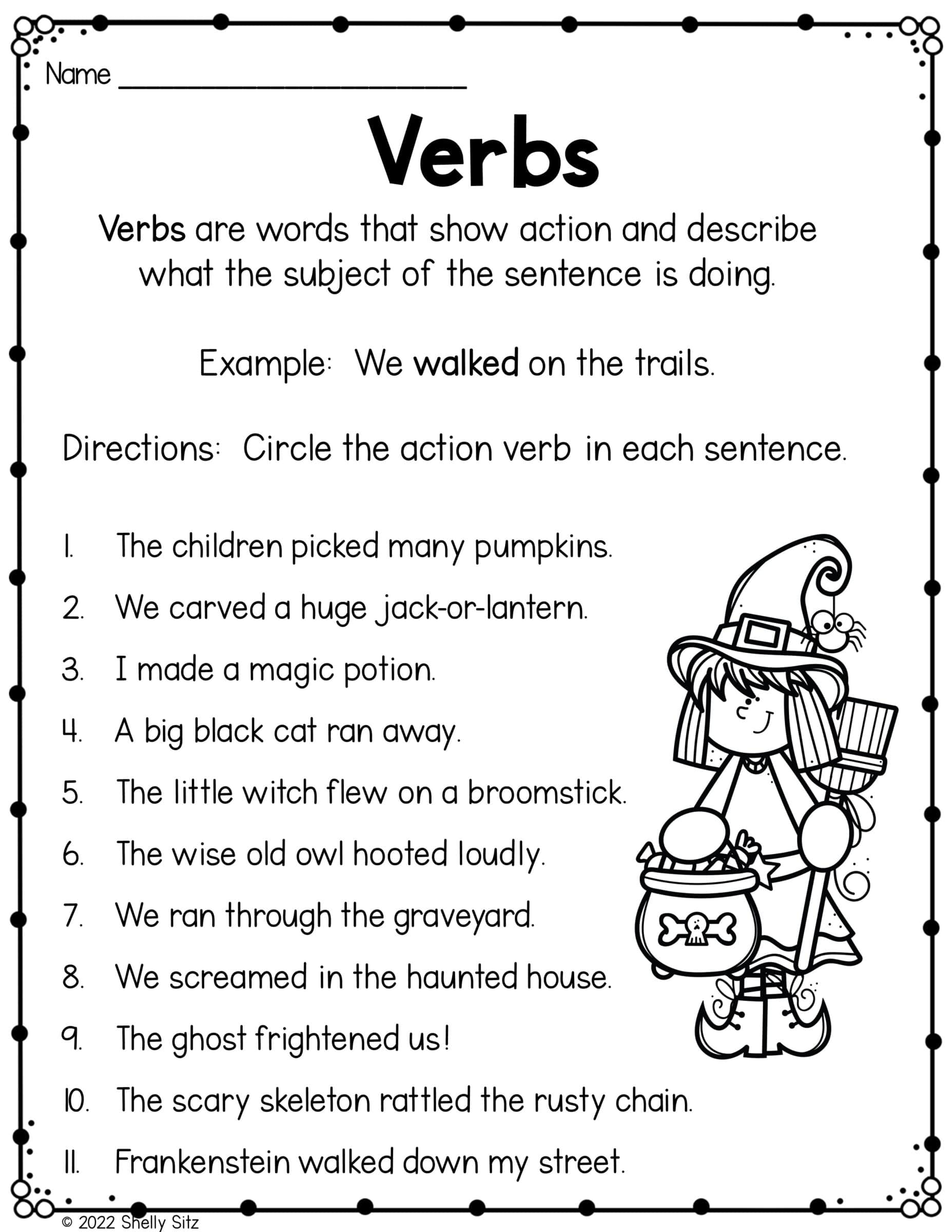 Verbs Worksheet Using Halloween Sentences Second Grade Teaching Blog Verbs Worksheet Using Halloween Sentences Second Grade Teaching Blog