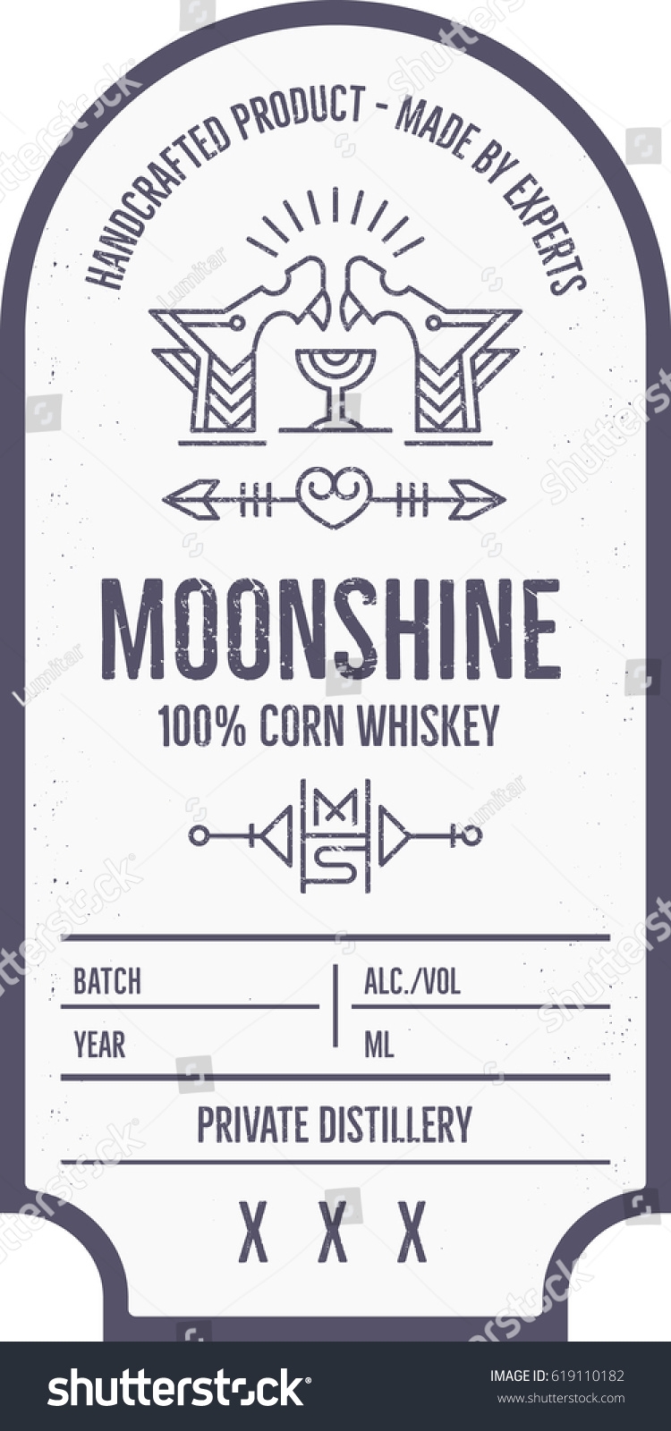 Vintage Moonshine Label Design Ethnic Elements Stock Vector Royalty Free 619110182 Shutterstock