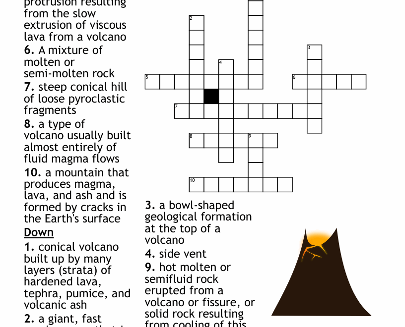 Volcano Crossword Puzzle WordMint