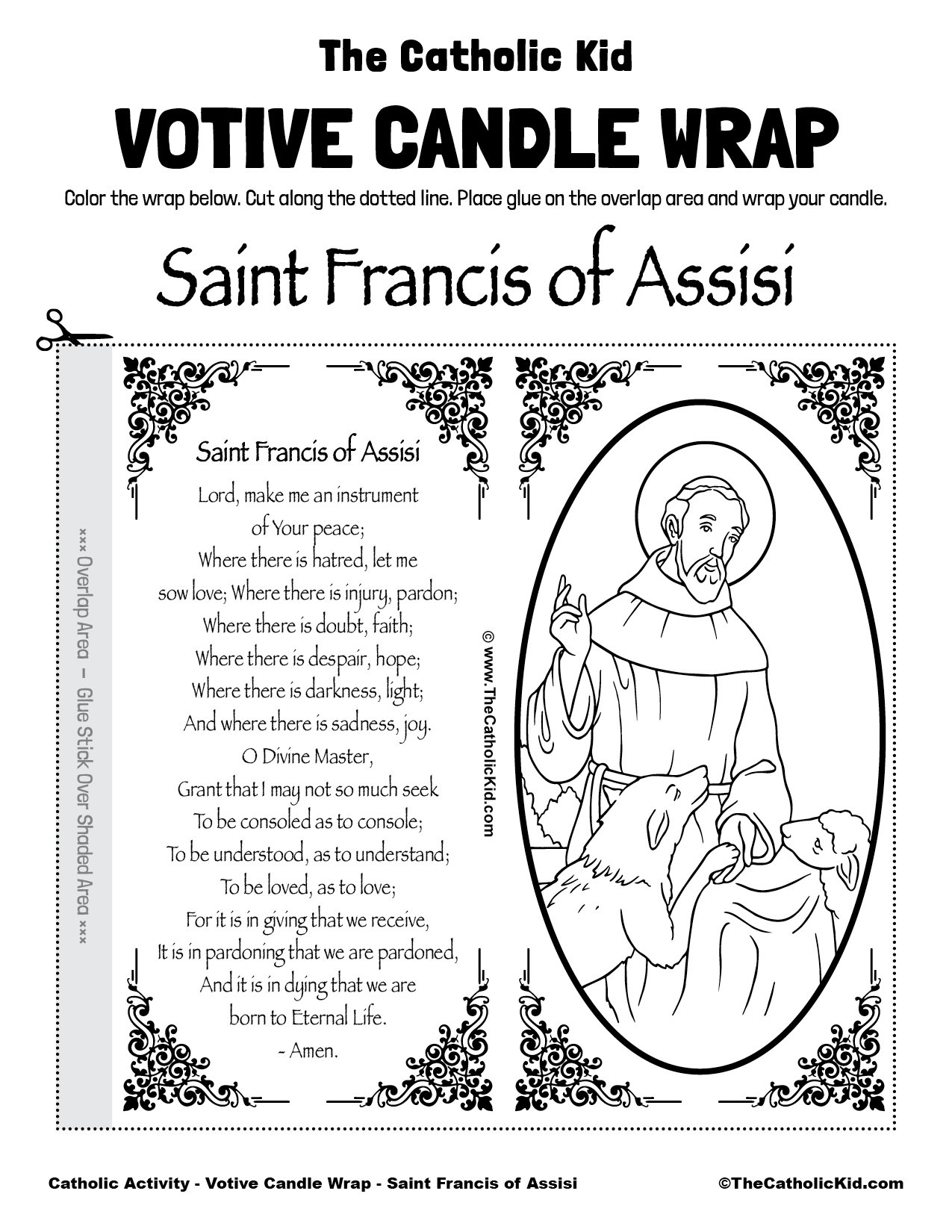 Printable Saint Candle Template