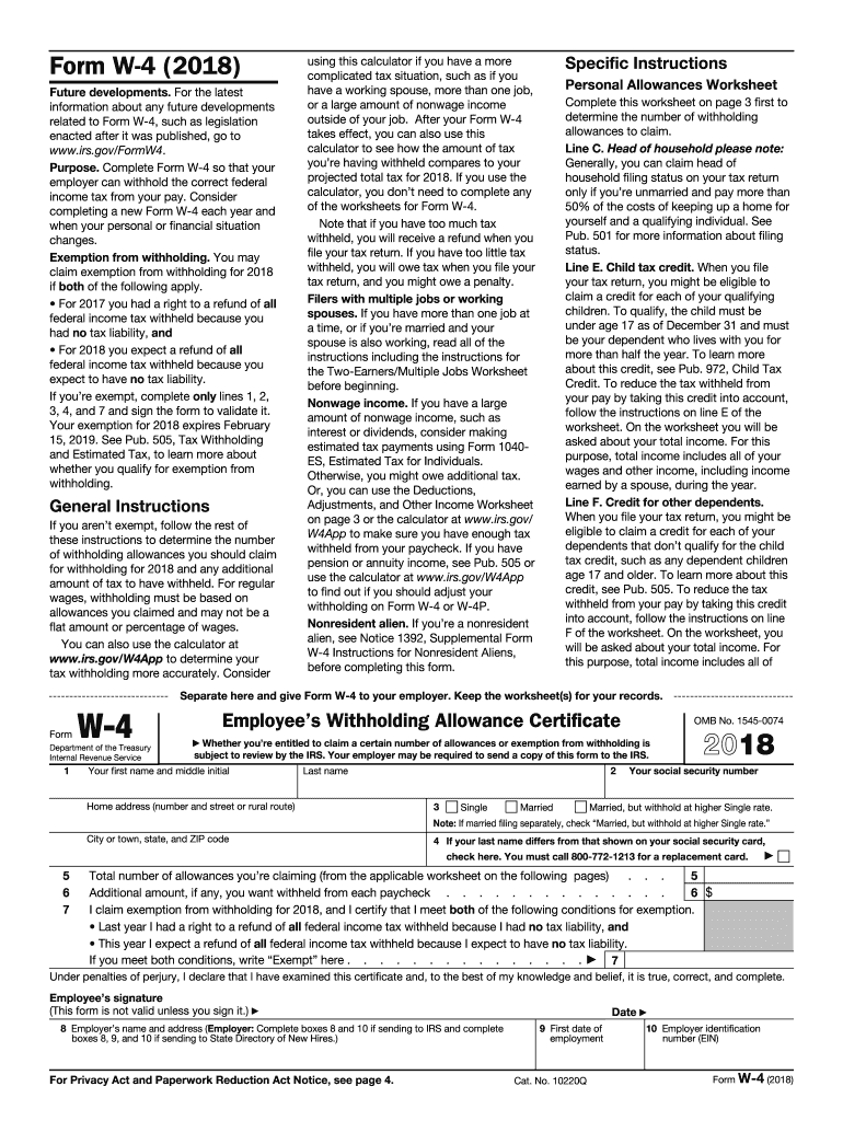 W 4 Form 2024 Printable Fill Out Sign Online DocHub