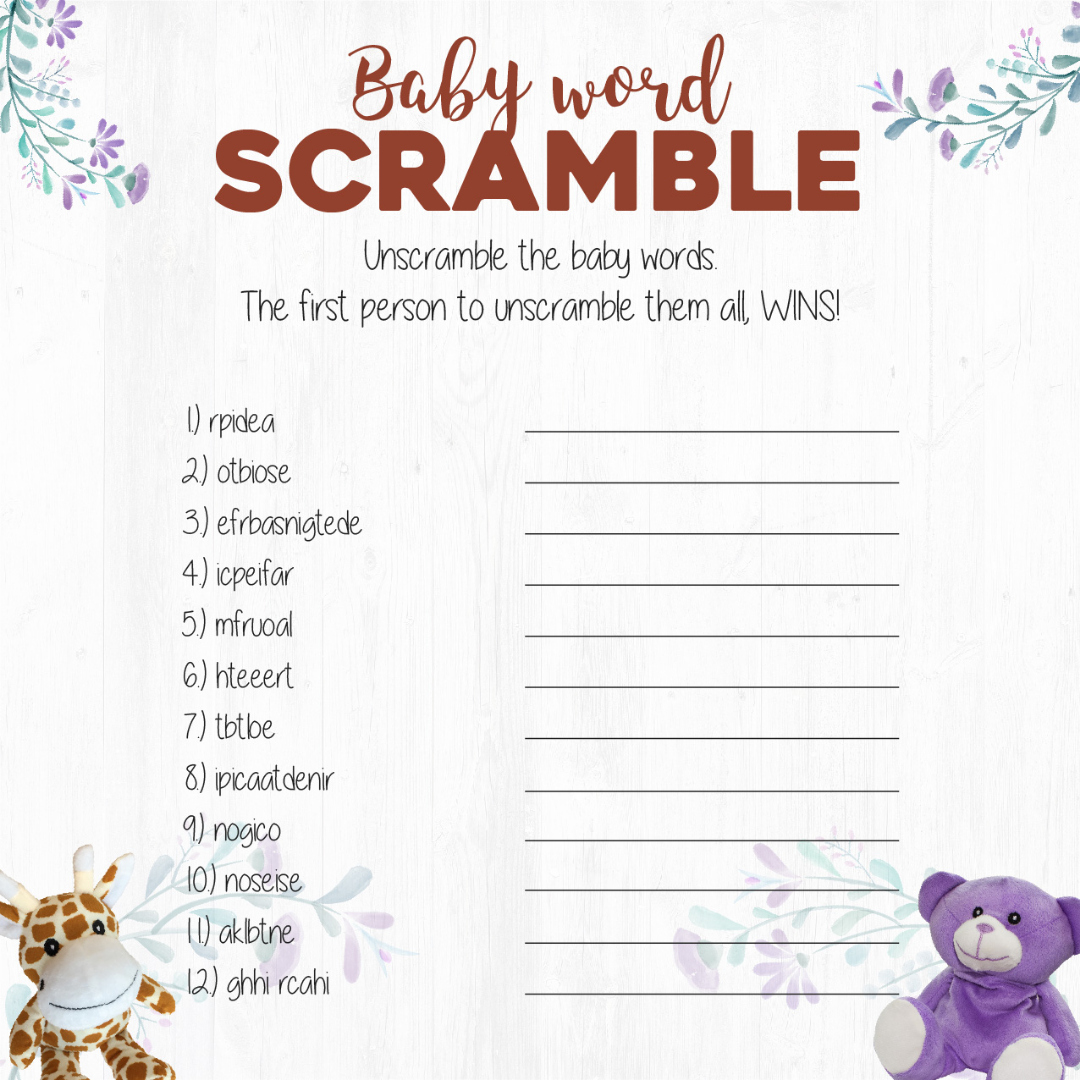 Wild Baby Free Printable Baby Shower Games Downloadable PDF s Wild Baby Free Printable Baby Shower Games Downloadable PDF s