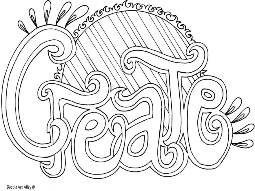Word Coloring Pages DOODLE ART ALLEY