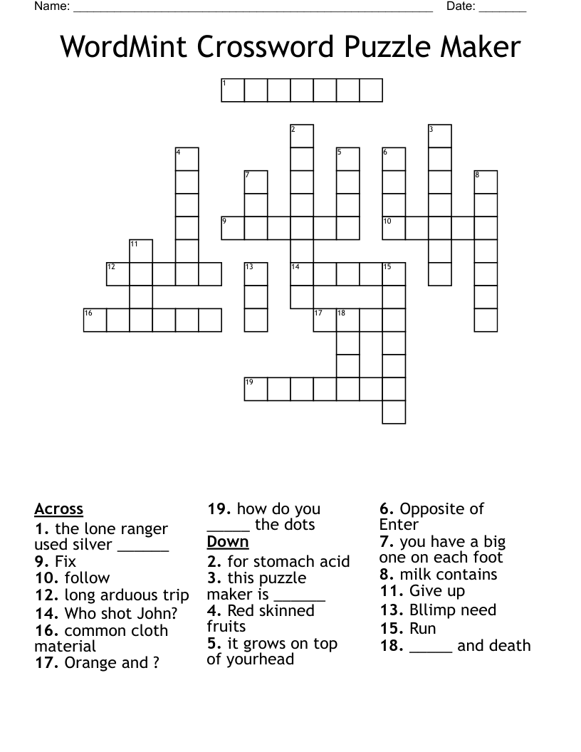 WordMint Crossword Puzzle Maker WordMint