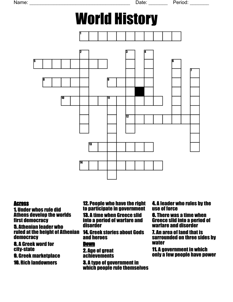 World History Crossword WordMint