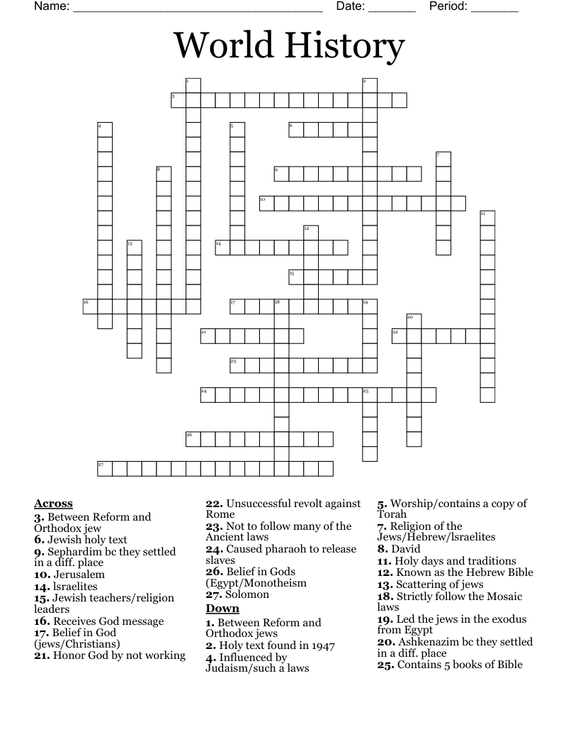 Leaders In World History Crossword Printable