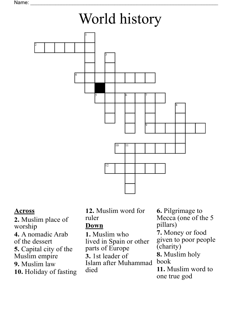 World History Crossword WordMint