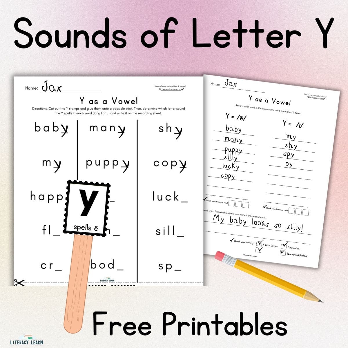 Y As Vowel Teaching The Sounds FREE Worksheets Literacy Learn